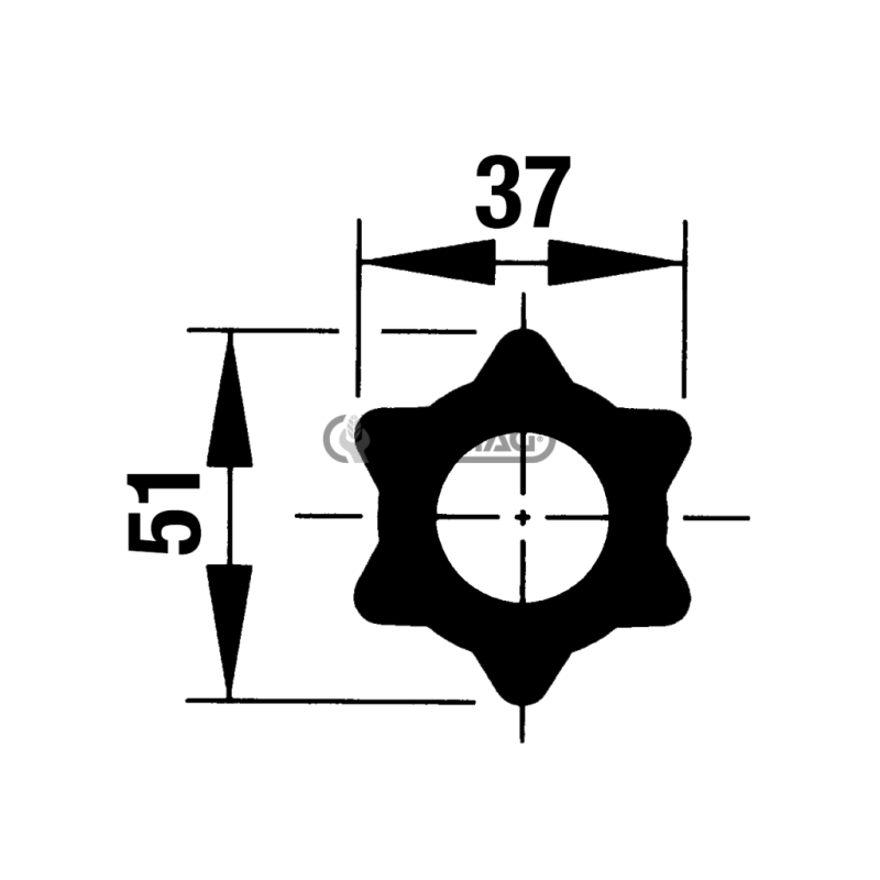 Internal tube Star Profile S4 - 51x37 mm Length 3000 mm COMPATIBLE - 30533