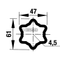 External-internal tube Star Profile S5 - 61x47 mm Length 3000 mm COMPATIBLE - 30534