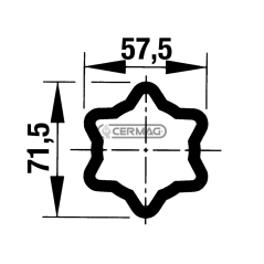 External tube Star Profile S6 - 71.5x57.5 mm Length 3000 mm COMPATIBLE - 31224 | NewgardenAgri.com