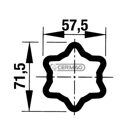 External tube Star Profile S6 - 71.5x57.5 mm Length 3000 mm COMPATIBLE - 31224 | NewgardenAgri.com