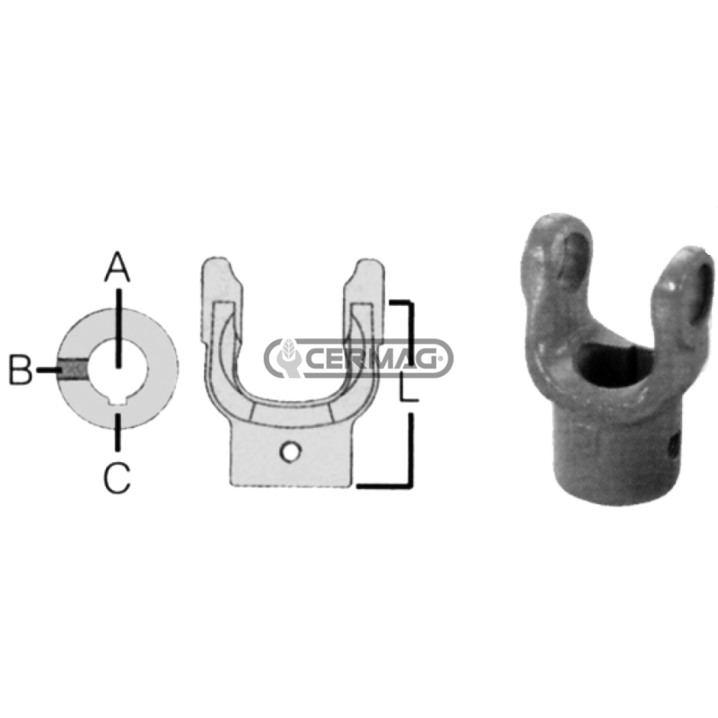 HORQUILLAS CON ORIFICIO CILÍNDRICO CONEXIÓN CON LLAVE Y ORIFICIO ROSCADO COMPATIBLE - 31453