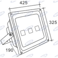 Proiettore civile a Led 425x325x240 mm 100-277V 150W 13500LM macchina agricola