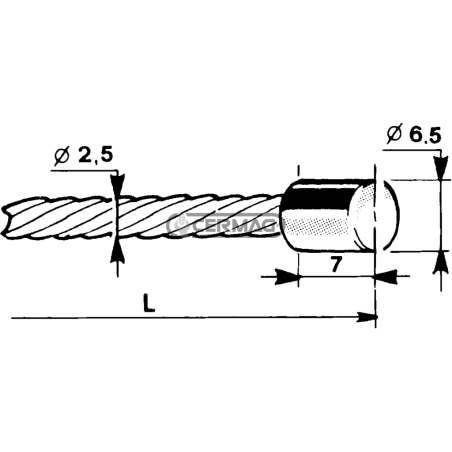 Câble à tête cylindrique Ø 6,5x7 Diamètre câble 2,5 mm Longueur 3000 mm COMPATIBLE - 60017 | NewgardenAgri.com