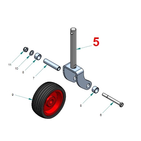 Rad mit 160 mm Durchmesser und Gabel für Heckschlegelmäher PERUZZO FOX | NewgardenAgri.com