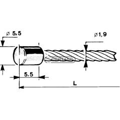 Câble à tête cylindrique Ø 5,5x5,5 Diamètre du câble 1,9 mm Longueur 3000 mm COMPATIBLE - 60011 | NewgardenAgri.com
