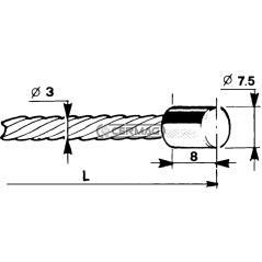 Câble à tête cylindrique Ø 7,5x8 Diamètre câble 3 mm Longueur 2500 mm COMPATIBLE - 60325 | NewgardenAgri.com