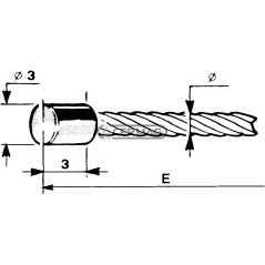 Câble d'accélérateur à tête cylindrique Ø 3x3 Diamètre du câble 1,2 mm Longueur 2000 mm COMPATIBLE - 61892 | NewgardenAgri.com