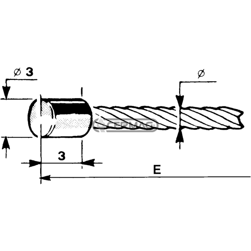 Accelerator cable with cylindrical head Ø 3x3 Cable diameter 1.2 mm Length 2000 mm COMPATIBLE - 61892