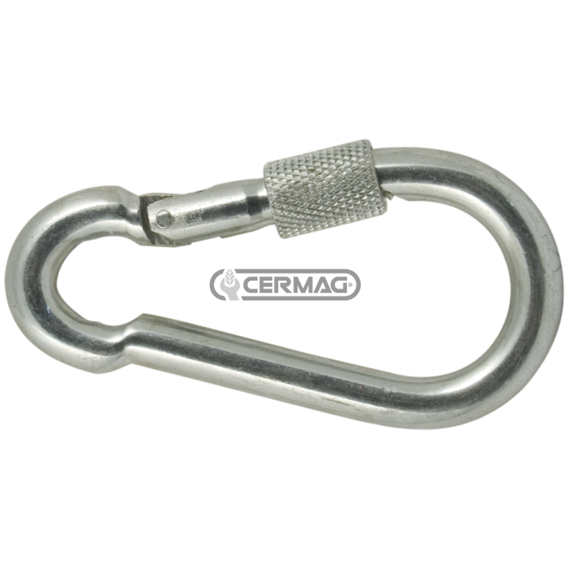 Galvanized fireman's carabiner with ring nut Rope diameter 10 mm Load 200 kg COMPATIBLE - 61912