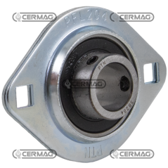 Bearing support with 2 hole sheet metal flange SBPFL Series Diameter 15 mm COMPATIBLE - 64647 | NewgardenAgri.com