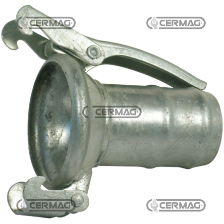 MEDIA ARTICULACIÓN HEMBRA GALVANIZADA CON MANGUITO PARA TUBO DE GOMA CON 2 GANCHOS COMPATIBLES - 61703 | NewgardenAgri.com