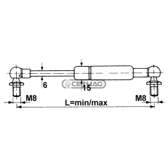 Gas spring Force 50 N Length min/max 115 - 155 mm COMPATIBLE - 65048 | NewgardenAgri.com
