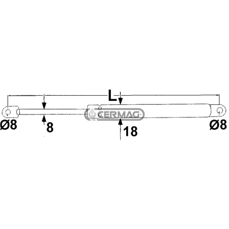 Gas spring Force 700 N Length min/max 203 - 323 mm COMPATIBLE - 64940 | NewgardenAgri.com