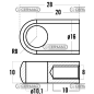 Gewindeöse für Gasfedern Gewinde M8x10 mm Lochdurchmesser 10,1 mm KOMPATIBEL - 63638