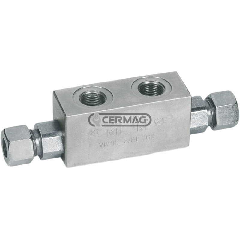 Valvola di blocco pilotata doppio effetto in linea con ogiva Portata 50 l/min COMPATIBILE - 82219