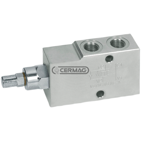 Válvula de control de descenso y bloqueo en línea de simple efecto Conexiones COMPATIBLES CON GAS 3/8" - 82223 | NewgardenAgr...