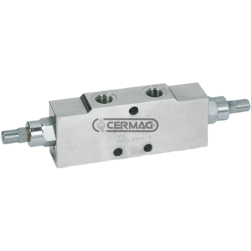 Valvola di blocco e controllo discesa doppio effetto Attacchi 3/8" GAS COMPATIBILE - 82225