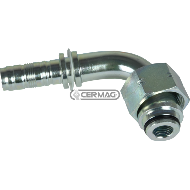 Female fitting DIN 90° heavy series through nut Pipe 1"1/4 inch Thread - T M52x2 COMPATIBLE - 81894