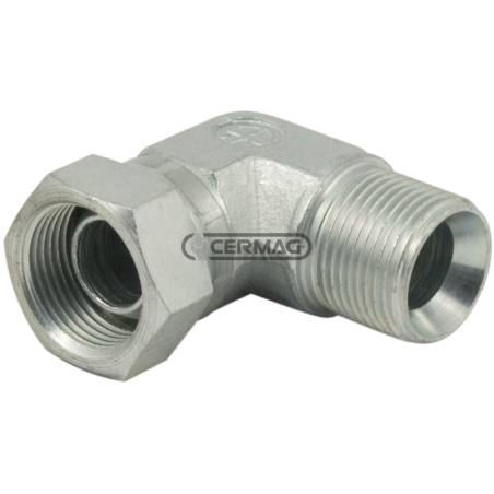 Adaptador rosca tuerca giratoria 90° macho - hembra - R 1/2" Gas COMPATIBLE - 82968 | NewgardenAgri.com