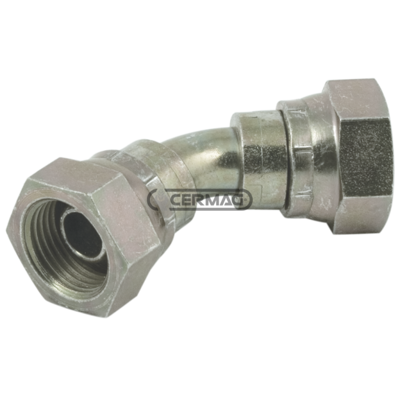 Adattatore a 45° femmina - femmina cono 60° Filetto - F M22x1,5 COMPATIBILE - 83583