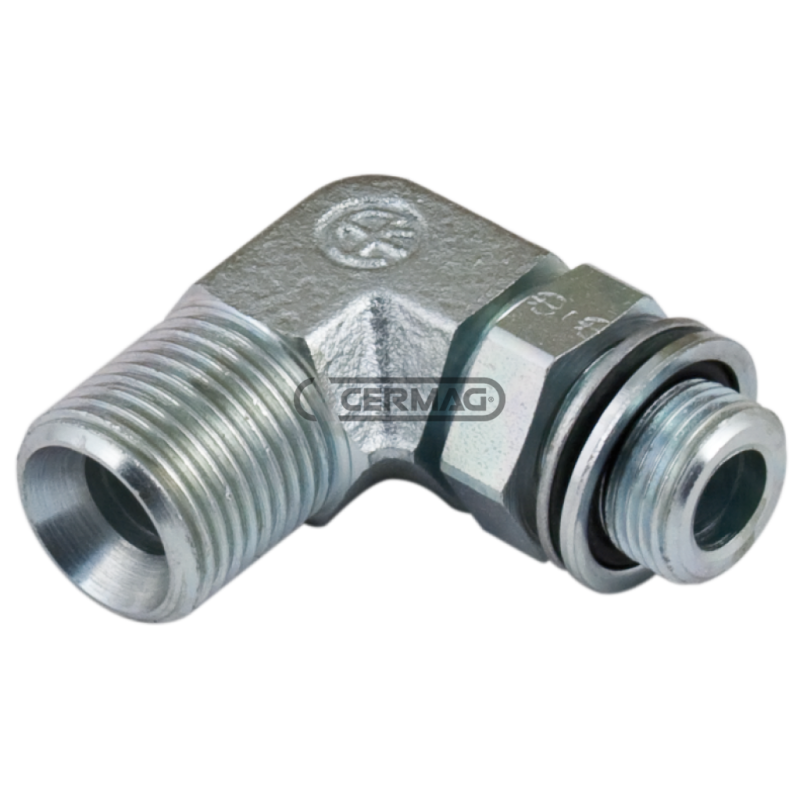 90° adjustable adapter with OR Thread - R BSPP 3/8" Gas Thread - R2 BSPP 1/2" Gas COMPATIBLE - 83398
