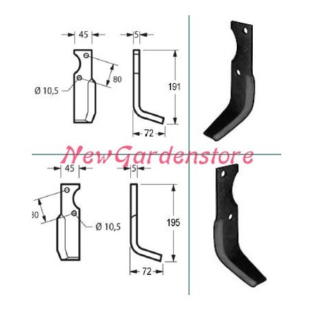 Original GOLDONI Ersatzteilhackensatz für Kreiselgrubber 21 00070919 | NewgardenAgri.com
