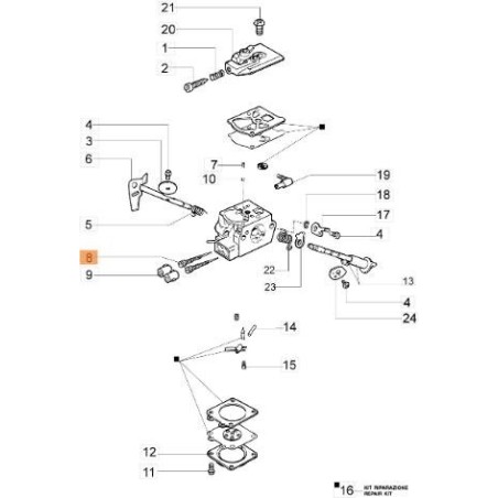 REGISTER SCREW 102-3345 CARBURETOR ORIGINAL EMAK 2318893 | NewgardenAgri.com