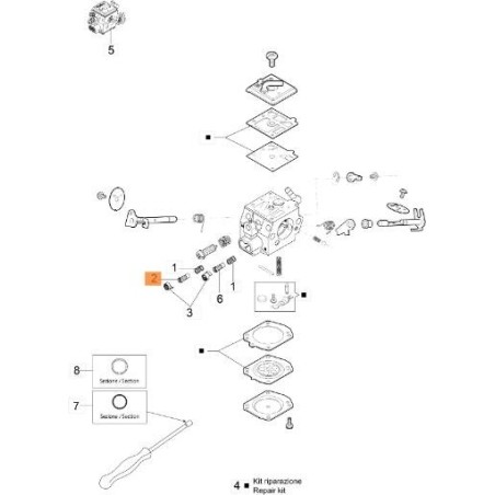 REGISTER SCREW 102-4039 CARBURETOR ORIGINAL EMAK 2318108 | NewgardenAgri.com