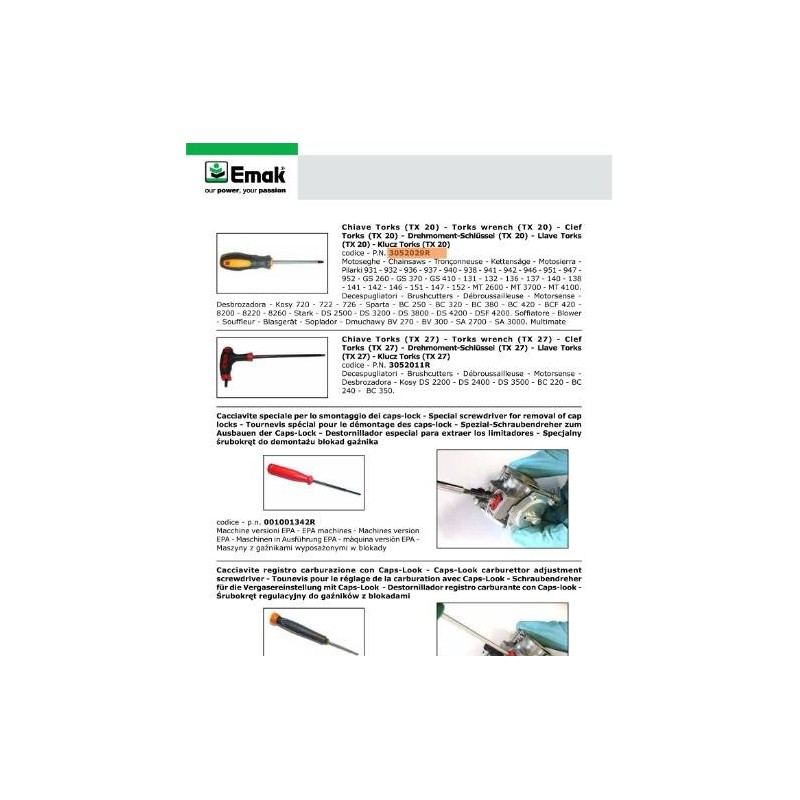 ORIGINAL EMAK SCREWDRIVER 3052029R