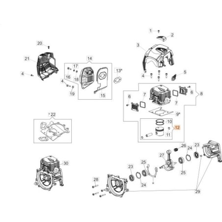 COMPLETE PISTON KIT ORIGINAL EMAK 61530179 | NewgardenAgri.com
