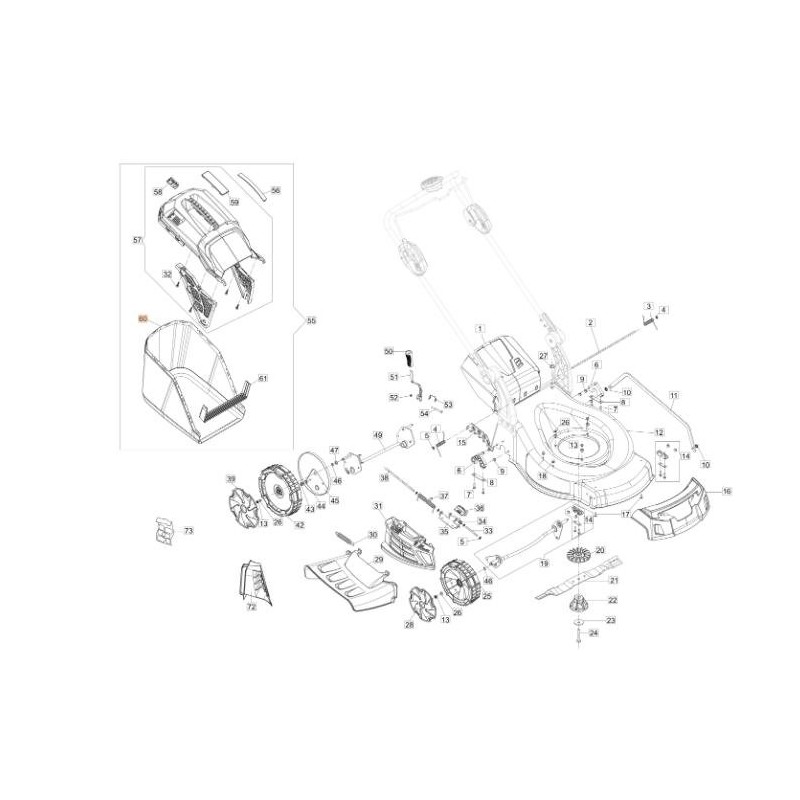 FILET AVEC FOND OLEO-MAC POUR CADRE PLASTIQUE (56V) ORIGINAL EMAK 54350028R