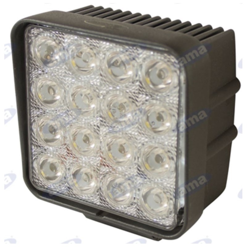 Faro lavoro 16 LED 110x110mm 10-30V 48W 3200LM cablato 40-60cm macchina agricola Faro lavoro 16 LED 110x110mm 10-30V 48W 3200LM cablato 40-60cm macchina agricola