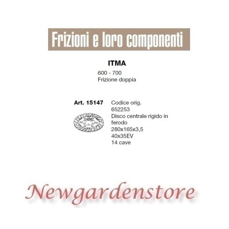 Disque Ferodo 15147 tracteur ITMA 600 700 double embrayage 40x35 14 fentes 280x165 | NewgardenAgri.com