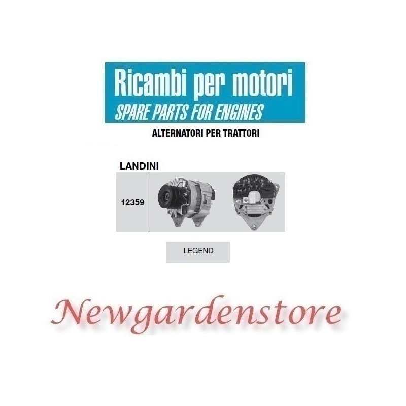 Alternator 12359 LANDINI tractor engine LEGEND 14 volts 65 amps 3551780M91