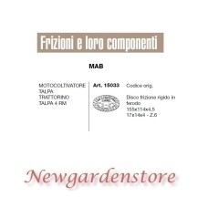 Disque d'embrayage rigide Diamètre 155 mm Profil 17x14x4 - COMPATIBLE Z.6 - 15033 | NewgardenAgri.com