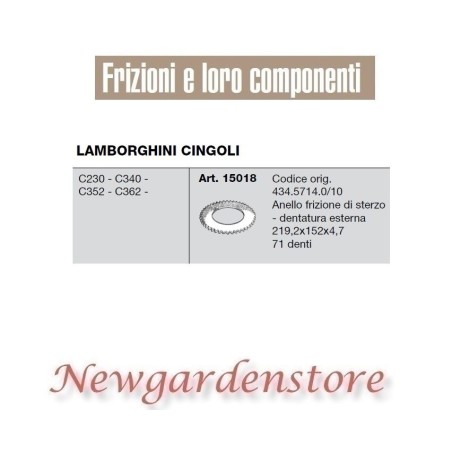 Steering clutch ring 71 teeth C230 340 352 362 15018 LAMBORGHINI CINGOLI | NewgardenAgri.com
