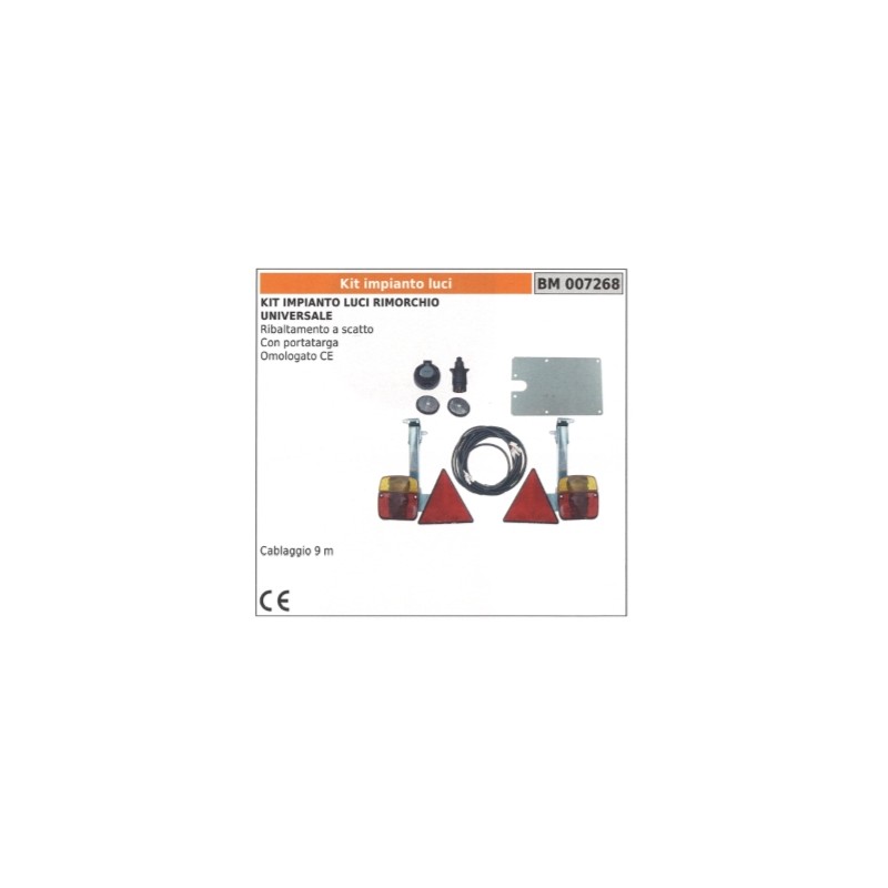 Kit d'éclairage universel pour remorque encliquetable inclinable avec porte-plaque