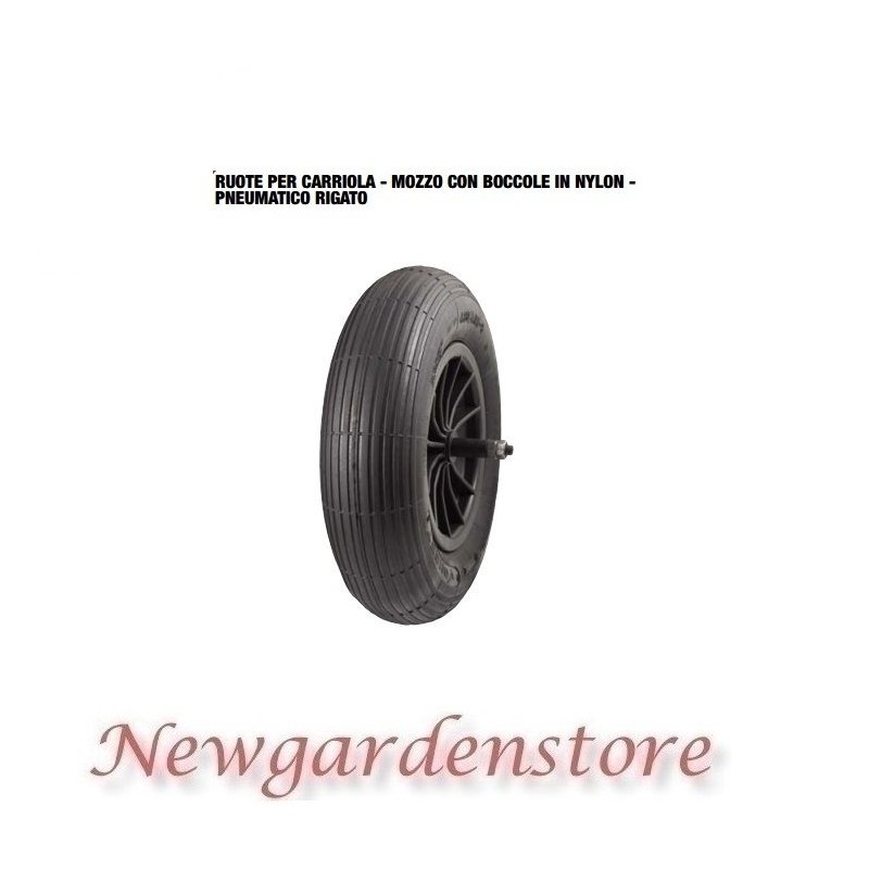 Roue 40178 pour brouette moyeu brouette moyeu brouette nylon pneu nervuré 4.00x8 400x100 180kg